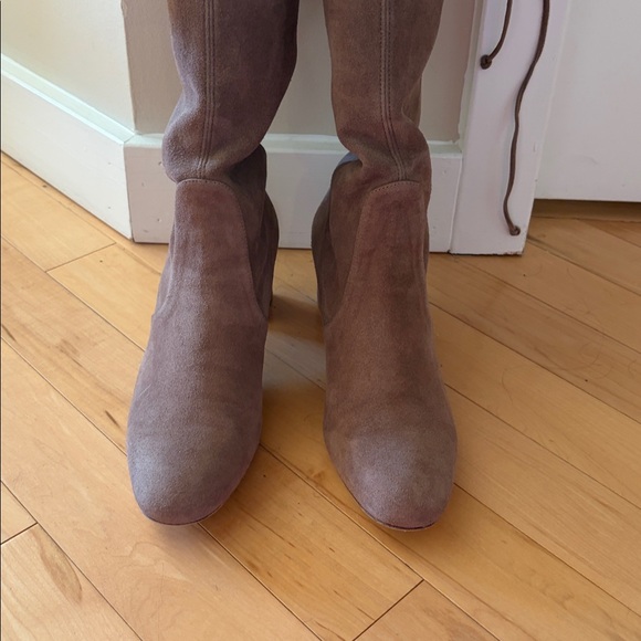 SALE! Stuart Weitzman Suede Taupe Kirstie Over the Knee (OTK) Boot, 60mm - Picture 8 of 16